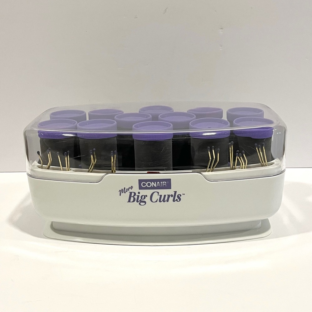 Conair More Big Curls Hair Setter 12 Jumbo Flocked Rollers Purple White CHV14J